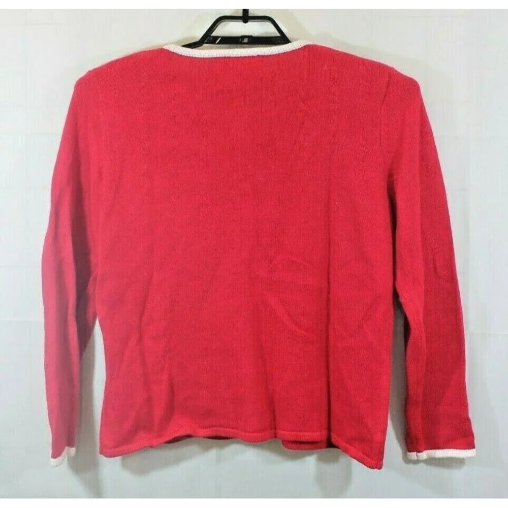 Tiara Intl Red Christmas Cardigan Snowman Full Zip Ugly Sweater Women’s M - Picture 4 of 4